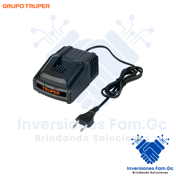 CARGADOR DE BATERÍAS DE 12 A 20V, ENCHUFE TIPO C, TRUPER PRO